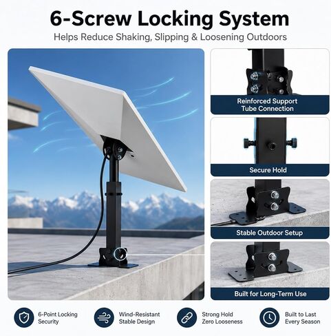 Pole Mount Compatible with Starlink Standard Gen 3/4/4X, Heavy Duty Adjustable Metal Mounting Bracket with 6-Screw Locking System for RV Roof, Balcony and Pole Installation in Kuwait