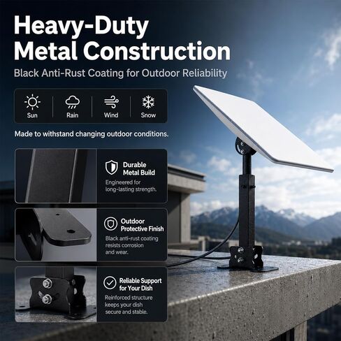 Pole Mount Compatible with Starlink Standard Gen 3/4/4X, Heavy Duty Adjustable Metal Mounting Bracket with 6-Screw Locking System for RV Roof, Balcony and Pole Installation in Kuwait
