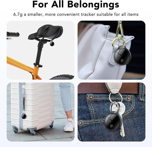 Air Tracker Tags-4 Pack: Smart Bluetooth Tracker, Compatible with Apple Find My APP (iOS Only) Replaceable Battery, IP67 Waterproof, Suitable for Luggage, Wallets, Backpacks, Keys Tracking Tag, Black in Kuwait