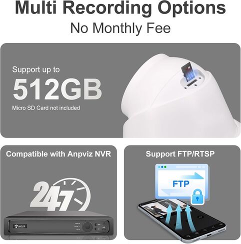 Anpviz 12MP PoE IP Camera, Turret Metal Wired Security Camera Outdoor in Kuwait