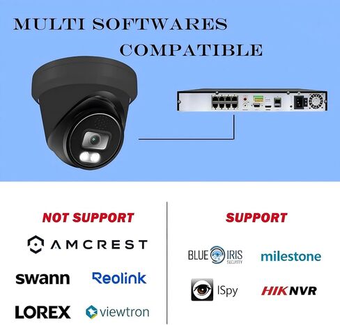 4K 8MP PoE IP Camera Outdoor 24/7 Color Night Vision 2.8mm Lens 100° Wide Angle, Visiable White LED Lights, H.265, Compatible with Uniview NVR, NDAA Compliant, Metal Casing Black in Kuwait