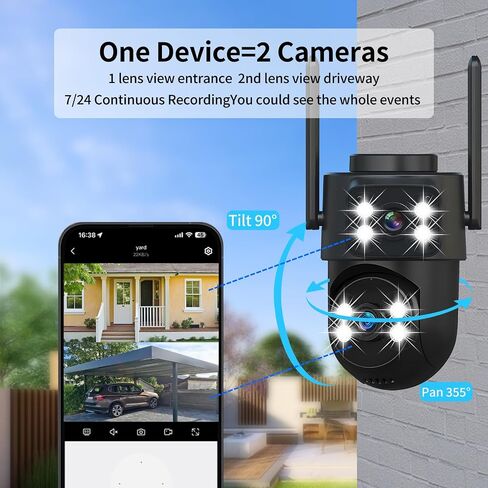 2K Dual Lens Outdoor Security Camera, 360° PTZ WiFi for Home Monitoring in Saudi Arabia