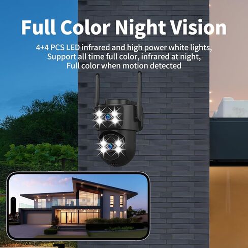 2K Dual Lens Outdoor Security Camera, 360° PTZ WiFi for Home Monitoring in Saudi Arabia