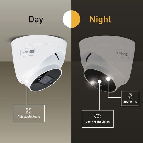 Swann AdvancedX™ Wired 4K Security Camera PoE Outdoor Dome, Color Night Vision, Smart AI Video Analytics/Alerts, Advanced Motion Detection in Kuwait