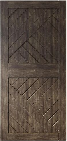 Homacer 26 in. x 84 in. Ebony 8-in-1 Geometric Design Finished & Unassembled Pine Wood Barn Door (Interior Use Only) in Kuwait