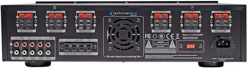 Technical Pro H12X500UBT 6000w 6-Zone 12-Speaker Bluetooth Home Theater Receiver Receiver Bundle with (2) Rockville HP4S-8 BK Black 4" Outdoor/Indoor 8-Ohm Wall Mount Home Speakers in Kuwait