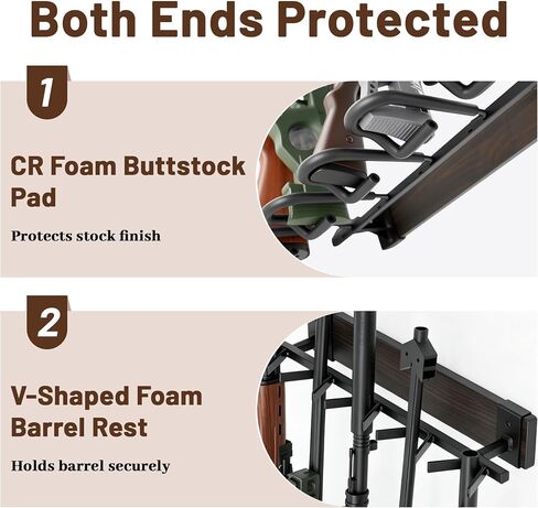 Gun Rack Wall Mount, Wooden Rifle & Shotgun Storage Display Holder, Heavy Duty Wall Mounted Firearm Organizer with Protective Padding for Home, Garage, Closet, Cabin & Gun Room in Saudi Arabia