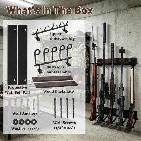 Gun Rack Wall Mount, Wooden Rifle & Shotgun Storage Display Holder, Heavy Duty Wall Mounted Firearm Organizer with Protective Padding for Home, Garage, Closet, Cabin & Gun Room in Saudi Arabia