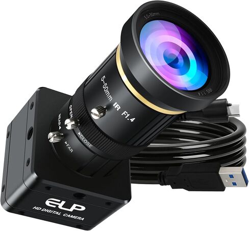 ELP 5MP 60FPS Global Shutter USB3.0 Camera Manual Zoom Webcam for Computer UVC USB3.0/2.0 CS Mount PC Camera High Speed Lightburn Cameras Varifocal Webcamera 5-50mm 10X Zoom Close-up Cam for Laptop in Kuwait