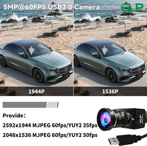 ELP 5MP 60FPS Global Shutter USB3.0 Camera Manual Zoom Webcam for Computer UVC USB3.0/2.0 CS Mount PC Camera High Speed Lightburn Cameras Varifocal Webcamera 5-50mm 10X Zoom Close-up Cam for Laptop in Kuwait
