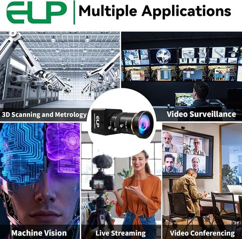 ELP 5MP 60FPS Global Shutter USB3.0 Camera Manual Zoom Webcam for Computer UVC USB3.0/2.0 CS Mount PC Camera High Speed Lightburn Cameras Varifocal Webcamera 5-50mm 10X Zoom Close-up Cam for Laptop in Kuwait