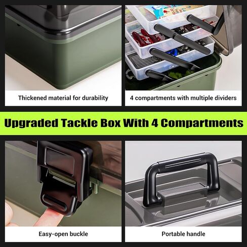 4 Layers Fishing Tackle Box, 605Pcs Fishing Gear Kit with Lures, Small Tool Kit Containing Gripper, Hook Remover, Plier, Accessories, Greeting Cards, Complete Fishing Box for Beginners, Adults in Kuwait