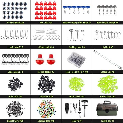 4 Layers Fishing Tackle Box, 605Pcs Fishing Gear Kit with Lures, Small Tool Kit Containing Gripper, Hook Remover, Plier, Accessories, Greeting Cards, Complete Fishing Box for Beginners, Adults in Kuwait