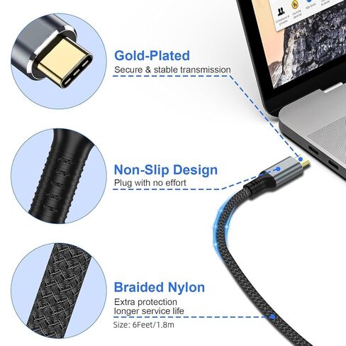 USB C to Mini HDMI Cable 6FT (NOT HDMI), 4K@30Hz/2K@60Hz Type-C to Mini HDMI for MacBook, iPad Pro, iPhone 15/16/17, Galaxy S25, Steam Deck, ROG Ally, Laptop to Portable Monitor in Kuwait