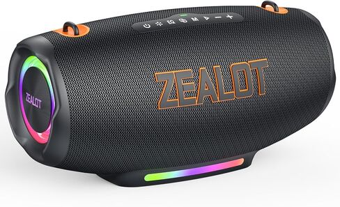 ZEALOT 120W(Peak) Bluetooth Speaker with Deep Bass, Portable Wireless Speaker with RGB Light, IPX6 Waterproof Outdoor Speaker, 24000mAH, USB/TF, Stereo Pairing, Party Speaker for Camping Beach Home in Kuwait