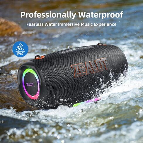 ZEALOT 120W(Peak) Bluetooth Speaker with Deep Bass, Portable Wireless Speaker with RGB Light, IPX6 Waterproof Outdoor Speaker, 24000mAH, USB/TF, Stereo Pairing, Party Speaker for Camping Beach Home in Kuwait