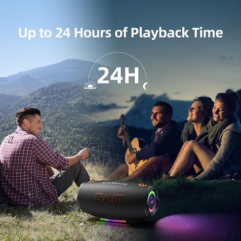 ZEALOT 120W(Peak) Bluetooth Speaker with Deep Bass, Portable Wireless Speaker with RGB Light, IPX6 Waterproof Outdoor Speaker, 24000mAH, USB/TF, Stereo Pairing, Party Speaker for Camping Beach Home in Kuwait