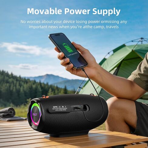 ZEALOT 120W(Peak) Bluetooth Speaker with Deep Bass, Portable Wireless Speaker with RGB Light, IPX6 Waterproof Outdoor Speaker, 24000mAH, USB/TF, Stereo Pairing, Party Speaker for Camping Beach Home in Kuwait