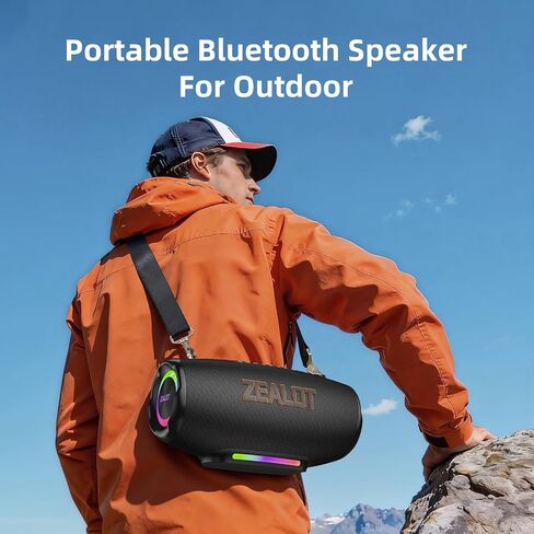 ZEALOT 120W(Peak) Bluetooth Speaker with Deep Bass, Portable Wireless Speaker with RGB Light, IPX6 Waterproof Outdoor Speaker, 24000mAH, USB/TF, Stereo Pairing, Party Speaker for Camping Beach Home in Kuwait