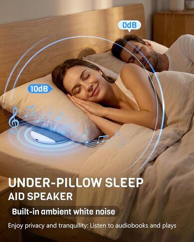 Sleep Pillow Speaker for Sleeping, 2026 Upgrade Portable Under Pillow Speaker with BT 5.4, White Noise Timer Wireless Sleep Aid, 10H Battery Life, Stereo Bass Private Sleep Speaker for Adult, Kid in Kuwait