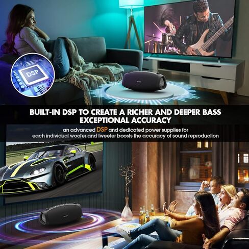 W-KING 70W Bluetooth Speakers Loud- Deep Bass, IPX6 Waterproof Outdoor Portable Wireless Speaker with 15600mAh Power Bank, DSP, Crystal Clear Audio, 42H Playtime, TF Card, AUX, NFC for Party, Camping in Kuwait