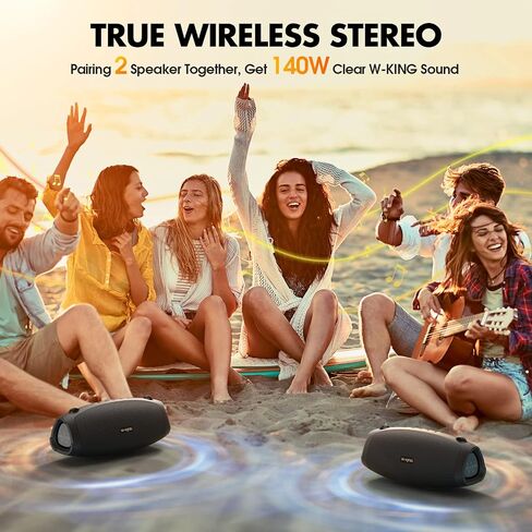 W-KING 70W Bluetooth Speakers Loud- Deep Bass, IPX6 Waterproof Outdoor Portable Wireless Speaker with 15600mAh Power Bank, DSP, Crystal Clear Audio, 42H Playtime, TF Card, AUX, NFC for Party, Camping in Kuwait
