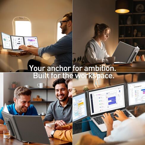 KEFEYA 15.6" Laptop Screen Extender, Includes Power Bank, FHD 1080P IPS Triple Laptop Monitor Extender for 13-17" Laptops, Plug & Play with HDMI/USB-A/TYPE-C/Hub, Compatible with Windows, Mac, Android in Kuwait
