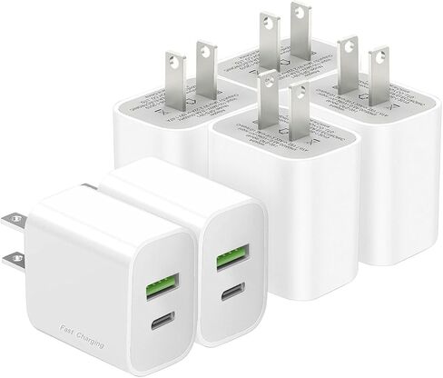 6 Pack USB C Charger Block,20W USB-C & USB-A Port Charger，for i Phone 17/16/15/14/13/12/11/X/8, i Pad and More in Saudi Arabia