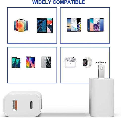 6 Pack USB C Charger Block,20W USB-C & USB-A Port Charger，for i Phone 17/16/15/14/13/12/11/X/8, i Pad and More in Saudi Arabia