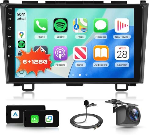6GB+128GB Octa-core Car Radio Upgrade for Honda CRV (2007-2011), 9-inch 1280 * 720P IPS Touchscreen Car Stereo Wireless Carplay Android Auto, Support 360° Panoramic Camera Input, HiFi/DSP/EQ, BT5.0 in Kuwait
