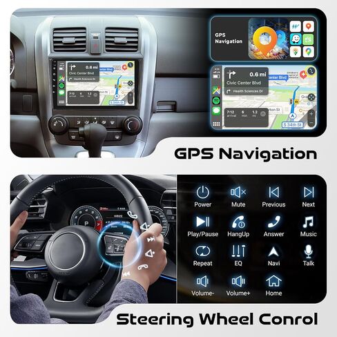 6GB+128GB Octa-core Car Radio Upgrade for Honda CRV (2007-2011), 9-inch 1280 * 720P IPS Touchscreen Car Stereo Wireless Carplay Android Auto, Support 360° Panoramic Camera Input, HiFi/DSP/EQ, BT5.0 in Kuwait