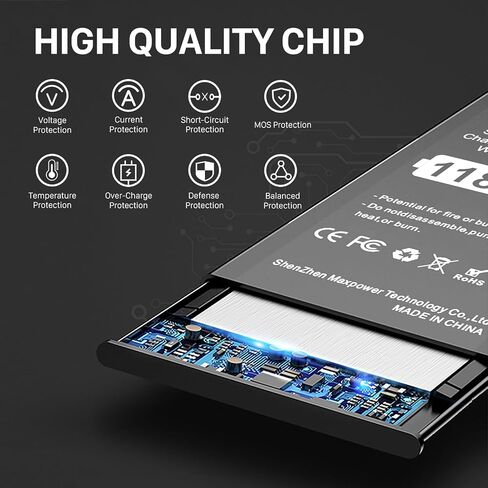 11800mAh Upgraded Battery for iPhone 6, 2026 New Version Ultra-High Capacity 0 Cycle Replacement Battery for iPhone 6 A1586,A1589,A1549 with Professional Repair Tool Kits in Kuwait