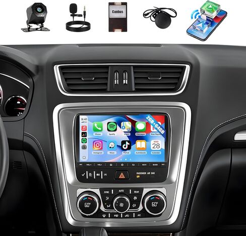 Car Radio for GMC Acadia 2013 2014 2015 2016 with Wireless Carplay Android Auto, 8 inch HD Touch Screen Car Stereo Android 15 Radio with GPS Bluetooth WiFi FM RDS Backup Camera 2G+64G in Kuwait