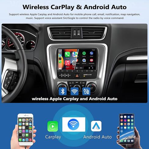 Car Radio for GMC Acadia 2013 2014 2015 2016 with Wireless Carplay Android Auto, 8 inch HD Touch Screen Car Stereo Android 15 Radio with GPS Bluetooth WiFi FM RDS Backup Camera 2G+64G in Kuwait