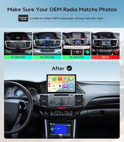 Car Radio Stereo for Honda Accord 2013-2017, Wireless CarPlay Android Auto in Kuwait