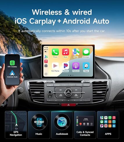 Car Radio Stereo for Honda Accord 2013-2017, Wireless CarPlay Android Auto in Kuwait