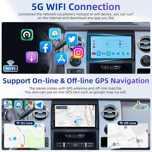 8Core Car Radio for Ford F150 2009-2014: 9 Inch HD Touchscreen Stereo with Wireless Carplay Android Auto 5G WiFi GPS Bluetooth FM 15EQ DSP SWC 1080P Backup Camera (Only fit Manual AC) in Kuwait