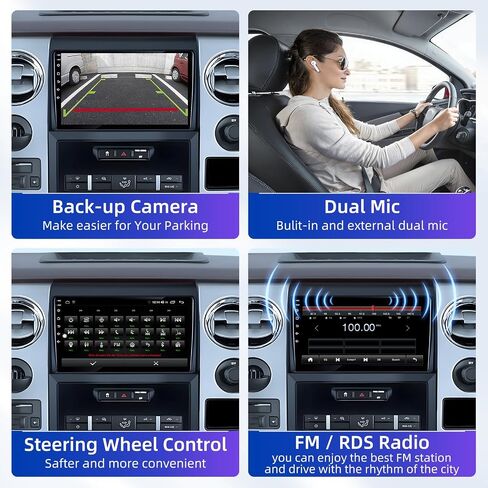 8Core Car Radio for Ford F150 2009-2014: 9 Inch HD Touchscreen Stereo with Wireless Carplay Android Auto 5G WiFi GPS Bluetooth FM 15EQ DSP SWC 1080P Backup Camera (Only fit Manual AC) in Kuwait