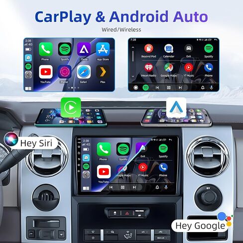 8Core Car Radio for Ford F150 2009-2014: 9 Inch HD Touchscreen Stereo with Wireless Carplay Android Auto 5G WiFi GPS Bluetooth FM 15EQ DSP SWC 1080P Backup Camera (Only fit Manual AC) in Kuwait