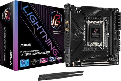 ASRock Phantom Gaming Intel Z790I Lightning WiFi DDR5 DIMMs up to 8600+ (OC) MHz 128GB LGA1700 M.2 Mini-ITX Motherboard SATA3 6.0 Gb/s Z790 802.11axe Wi-Fi 6E PCIe 5.0 x16 in Kuwait