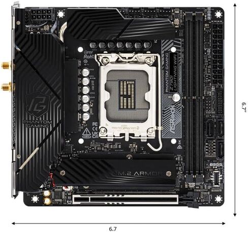 ASRock Phantom Gaming Intel Z790I Lightning WiFi DDR5 DIMMs up to 8600+ (OC) MHz 128GB LGA1700 M.2 Mini-ITX Motherboard SATA3 6.0 Gb/s Z790 802.11axe Wi-Fi 6E PCIe 5.0 x16 in Kuwait
