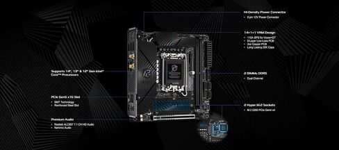ASRock Phantom Gaming Intel Z790I Lightning WiFi DDR5 DIMMs up to 8600+ (OC) MHz 128GB LGA1700 M.2 Mini-ITX Motherboard SATA3 6.0 Gb/s Z790 802.11axe Wi-Fi 6E PCIe 5.0 x16 in Kuwait