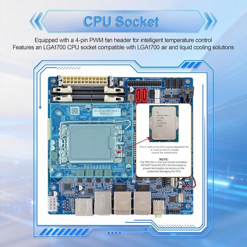 Industrial Mini-ITX Motherboard LGA1700 Supports 12/13/14 Gen Core CPU Up to 65W TDP Dual Intel 2.5G+1G LAN 6 RS232 COM Headers Dual DDR4 (Intel H610) in Saudi Arabia