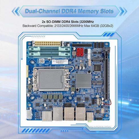 Industrial Mini-ITX Motherboard LGA1700 Supports 12/13/14 Gen Core CPU Up to 65W TDP Dual Intel 2.5G+1G LAN 6 RS232 COM Headers Dual DDR4 (Intel H610) in Saudi Arabia