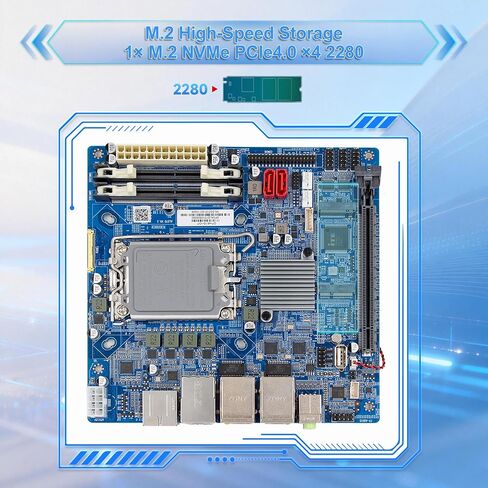 Industrial Mini-ITX Motherboard LGA1700 Supports 12/13/14 Gen Core CPU Up to 65W TDP Dual Intel 2.5G+1G LAN 6 RS232 COM Headers Dual DDR4 (Intel H610) in Saudi Arabia