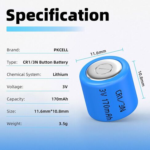 PKCELL CR1/3N 3V Lithium Battery DL1/3N 10-Pack in Kuwait