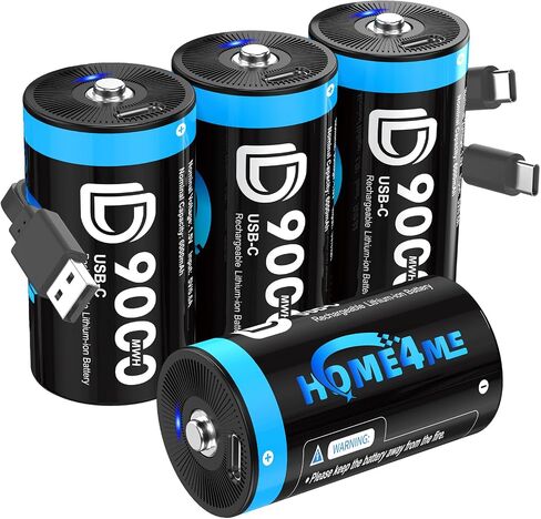 Rechargeable D Batteries 4 Pack, 9000mWh Lithium D Cell Batteries in Kuwait