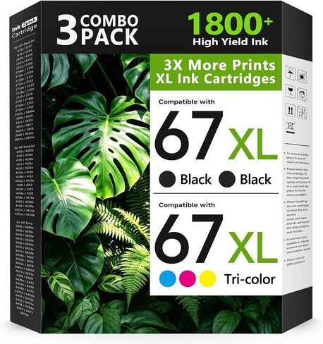 67XL Ink Cartridges Black/Color Combo Pack Replament for HP Ink 67 67XL in Kuwait
