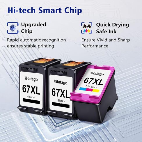 67XL Ink Cartridges Black/Color Combo Pack Replament for HP Ink 67 67XL in Kuwait