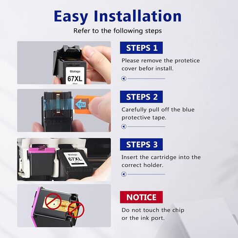 67XL Ink Cartridges Black/Color Combo Pack Replament for HP Ink 67 67XL in Kuwait